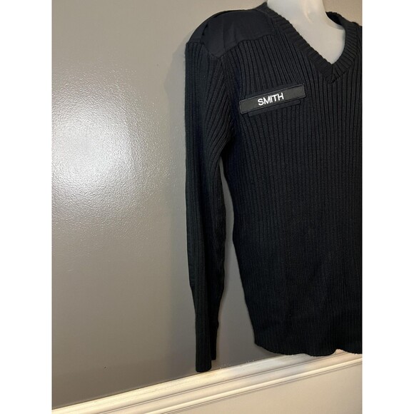 Blauer Duty Sweater Mens 2XL Dark Navy V Neck Rib Knit Shoulder Patch CT DOC - Picture 2 of 8